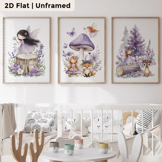 3-Piece Fox Forest Canvas Wall Art | Kids Room & Home Decor Canvas Wall Art Set Peaceful Pleasures Health and Wellness CH083-3pcs 60x80cm Unframed