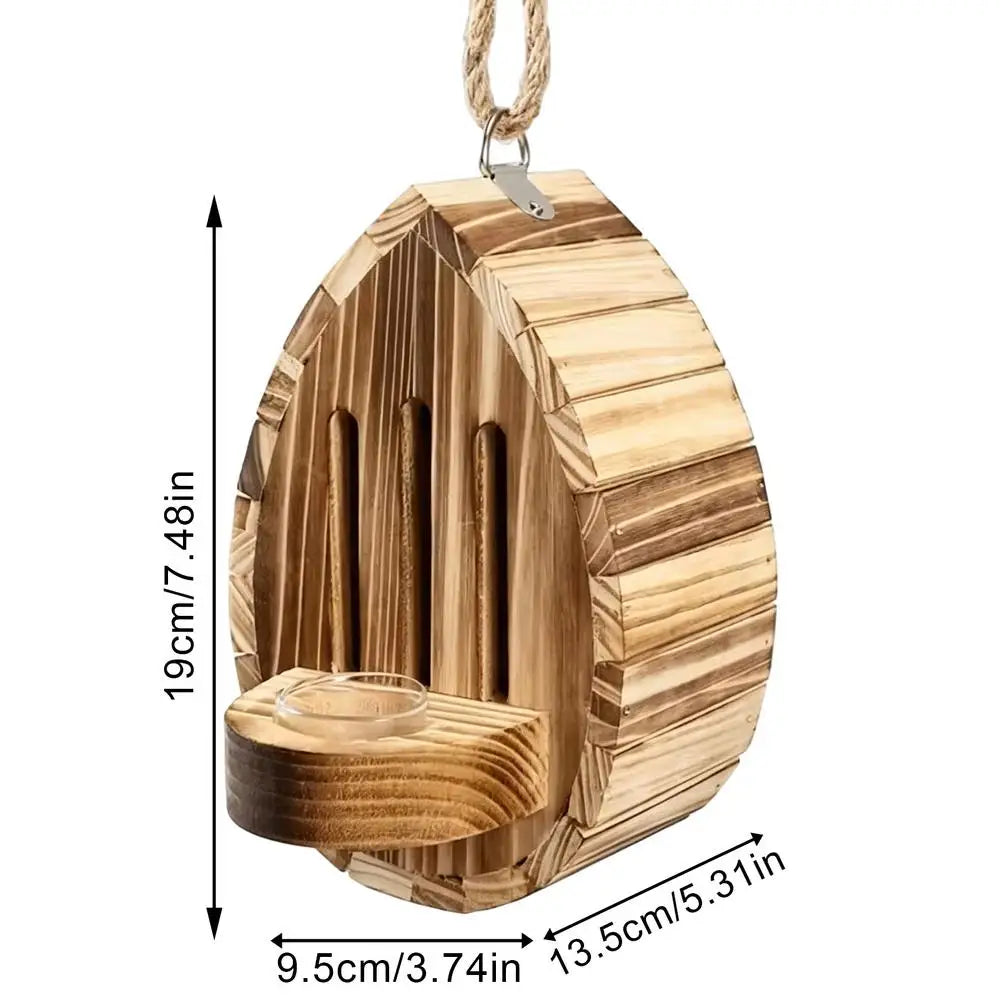 Wooden Teardrop-Shaped Butterfly House Natural Outdoor Decoration For Yard Patio Balcony Garden Pathway, Unique Garden Art Peaceful Pleasures Health and Wellness A