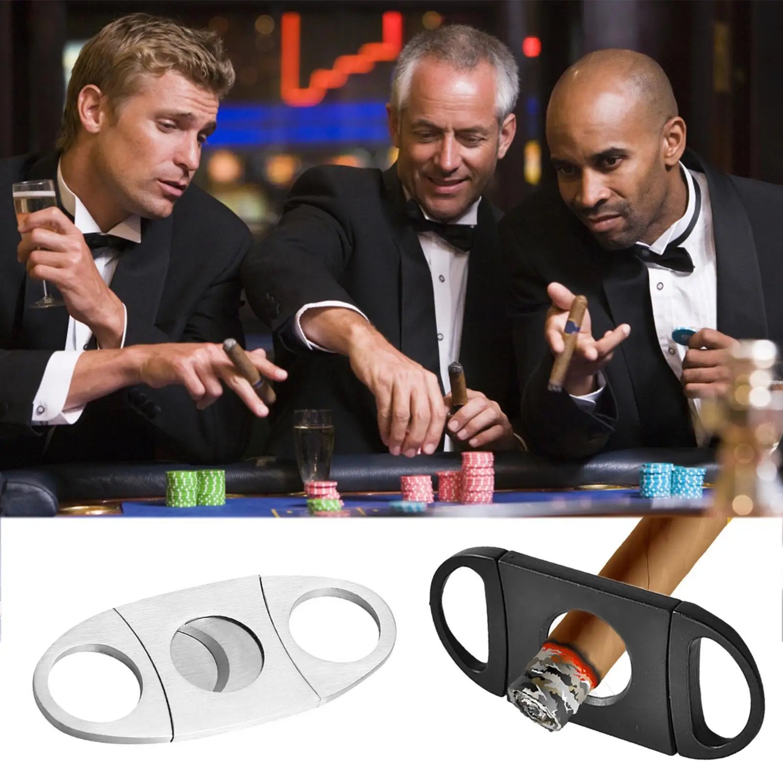 ABS/Stainless Steel Double Blade Cigar Cutter Classic Guillotines Design For A Clean Cut, Essential Tool & Premium Gifts Peaceful Pleasures Health and Wellness