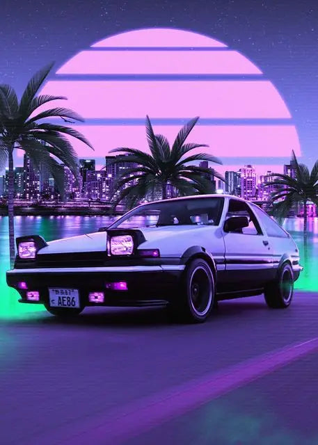 Initial D AE86 Takumi Anime Canvas Wall Art | Drift Car Poster