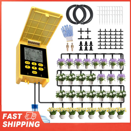 2 Group Automatic Watering System Dual Pump Solar Drip Irrigation Peaceful Pleasures Health and Wellness