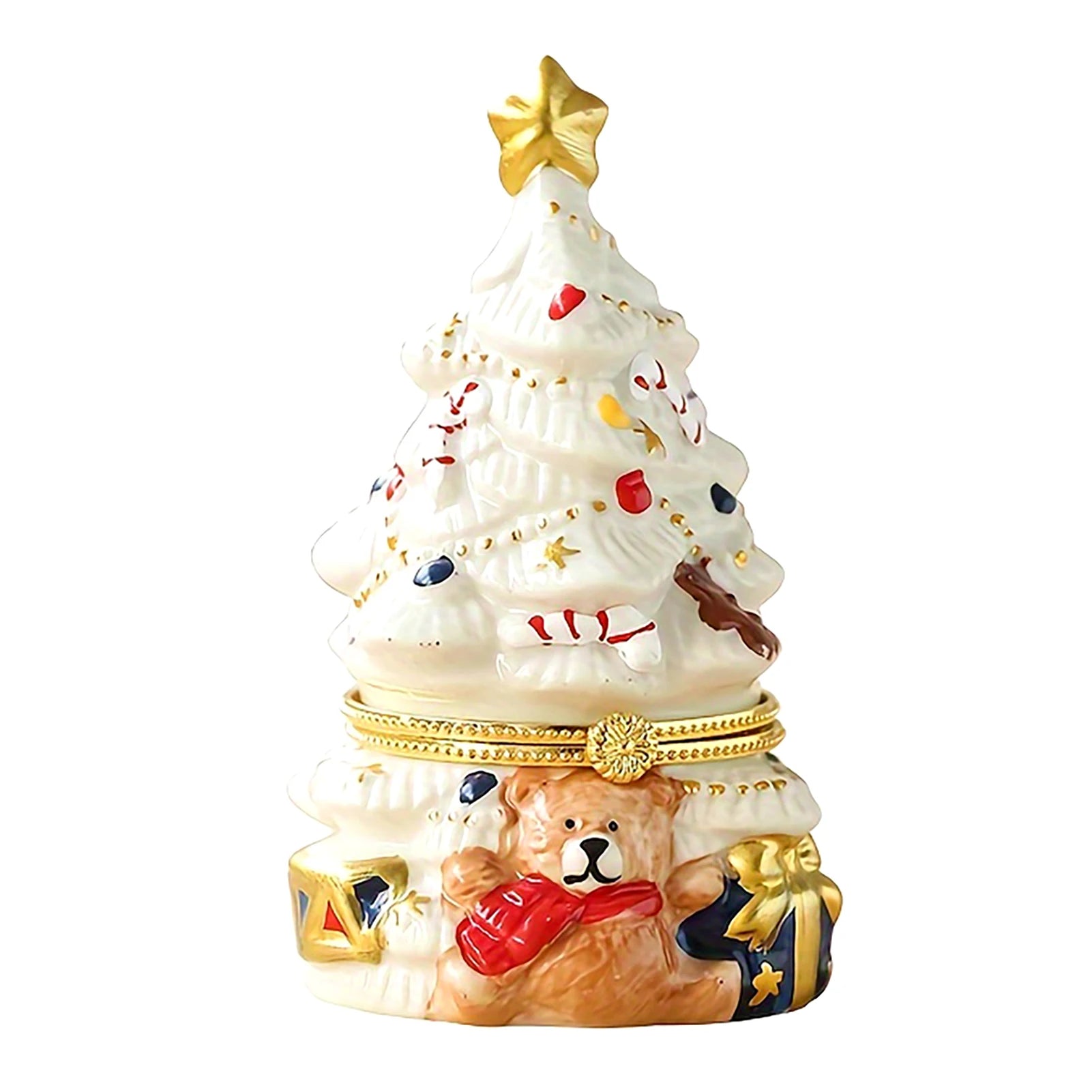 Christmas Tree Jewelry Trinket Box Fine Craftsmanship Creative Treasure Case Candy Box Suitable for Holiday Parties Desk Peaceful Pleasures Health and Wellness No Candles White