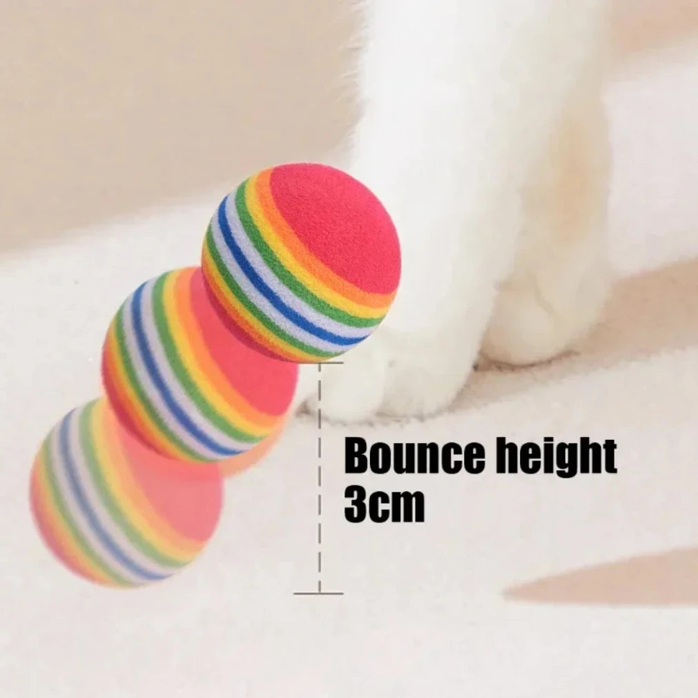 Rainbow EVA Soft Pet Toy Balls for Cats & Dogs | 10–50 Pack