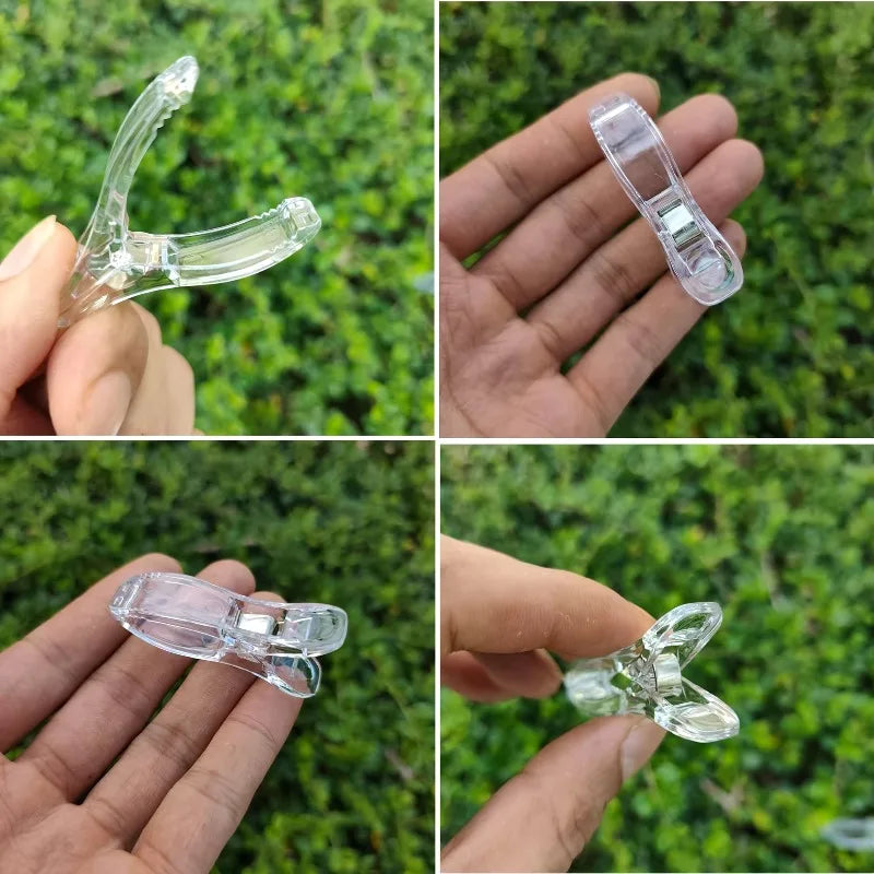 Sturdy Transparent Plastic Clips Securely Drying Clothes Suitable