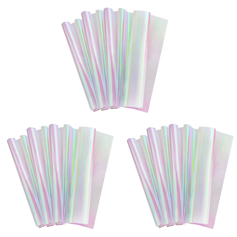 A36T-60 Pieces 59 Cm X 57 Cm Cellophane Wrap Paper Iridescent Film Gift Wrap Rainbow Flower Wrapping Packaging Paper Come Peaceful Pleasures Health and Wellness