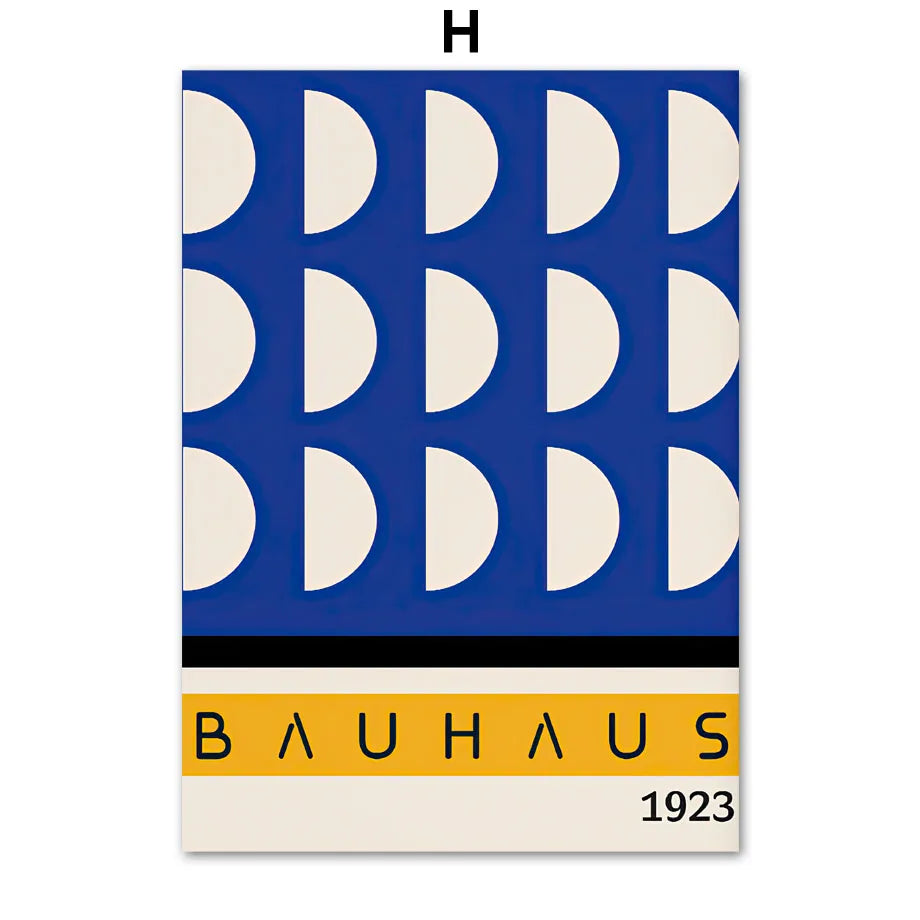 Mid Century Modern Blue Bauhaus Abstract Canvas Wall Art Print