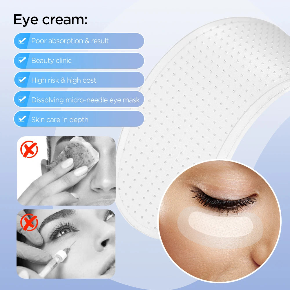 Hyaluronic Acids Microneedle Eye Patch Korean Skin Care for Moisturizing Anti-Wrinkle Aging Smooth Puffy Eye Bags Eye Mask Peaceful Pleasures Health and Wellness