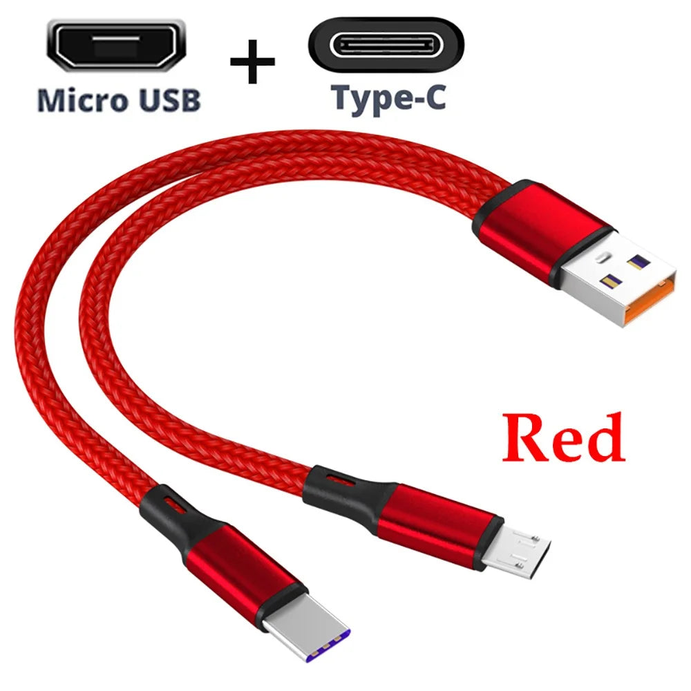 5A 2-in-1 Fast Charging Cable USB to Type-C & Micro USB 1.2m