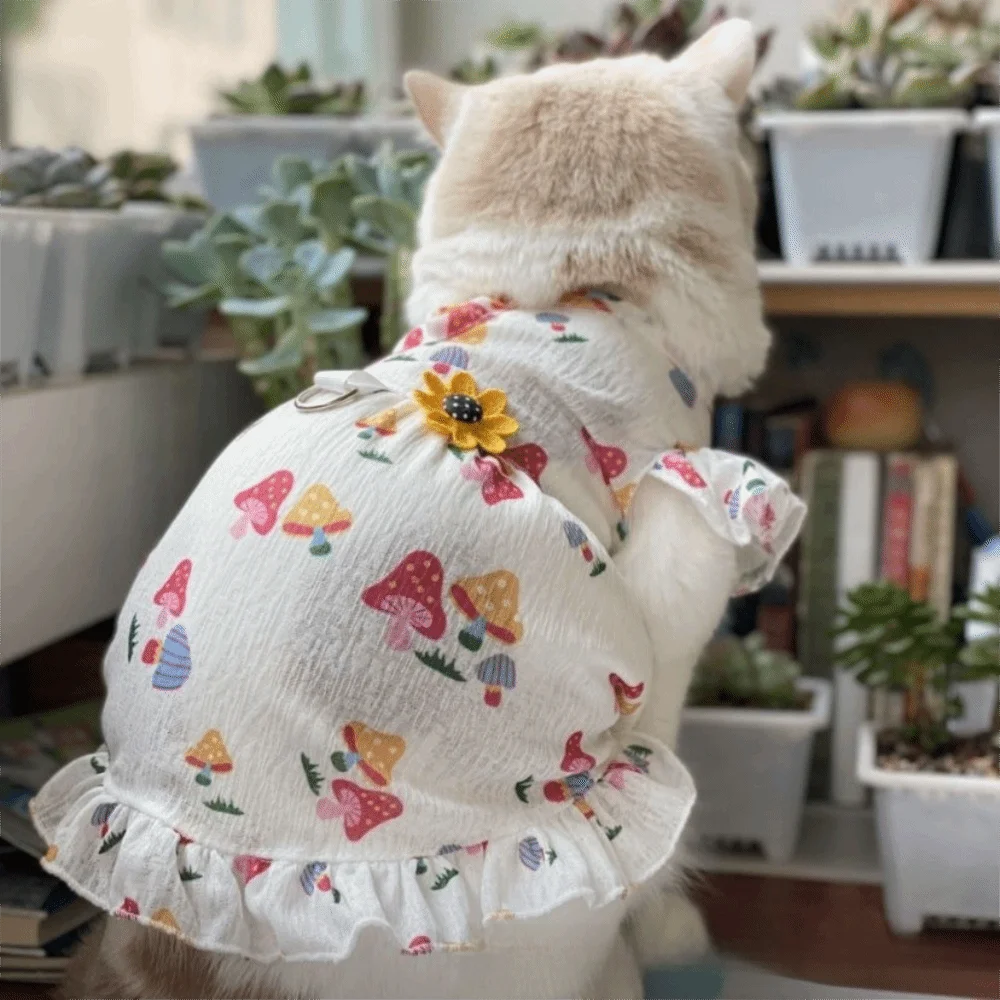 Dog Princess Dress | Mushroom Print Flutter Sleeve Summer Skirt