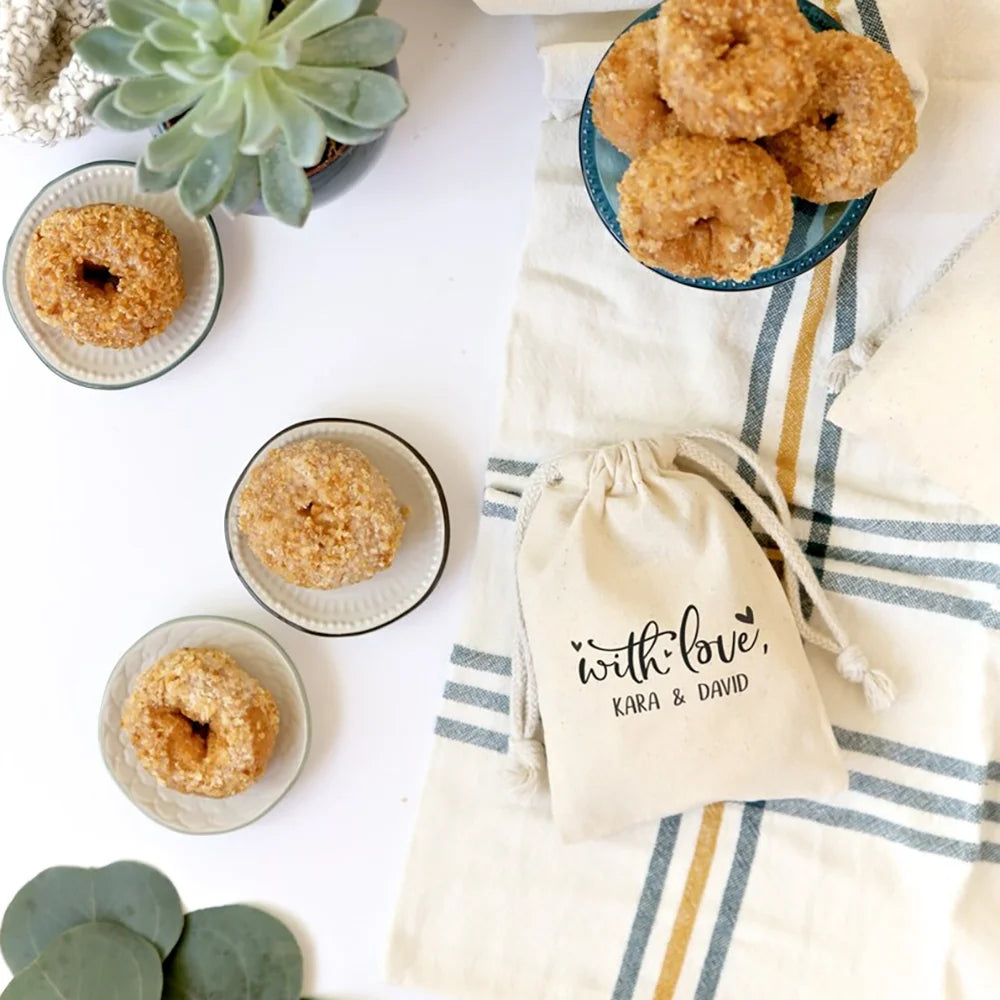 Personalized "With Love" Cotton Wedding Favor Bags | Gift Bags Wedding Favor Bags Peaceful Pleasures Health and Wellness