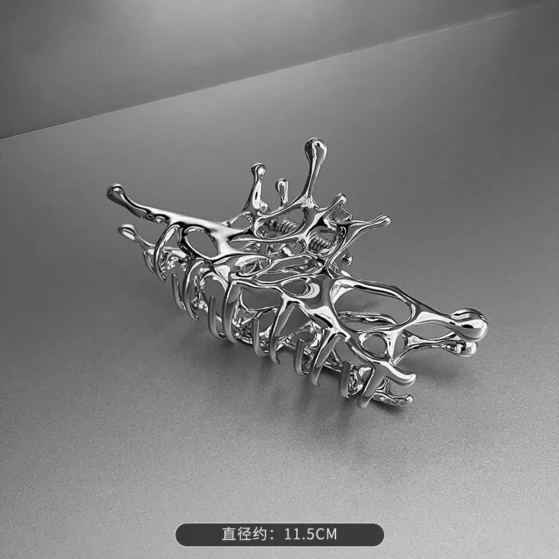1 Geometric Claw Clips Women Large Metal Silver Korean Fashion Shark