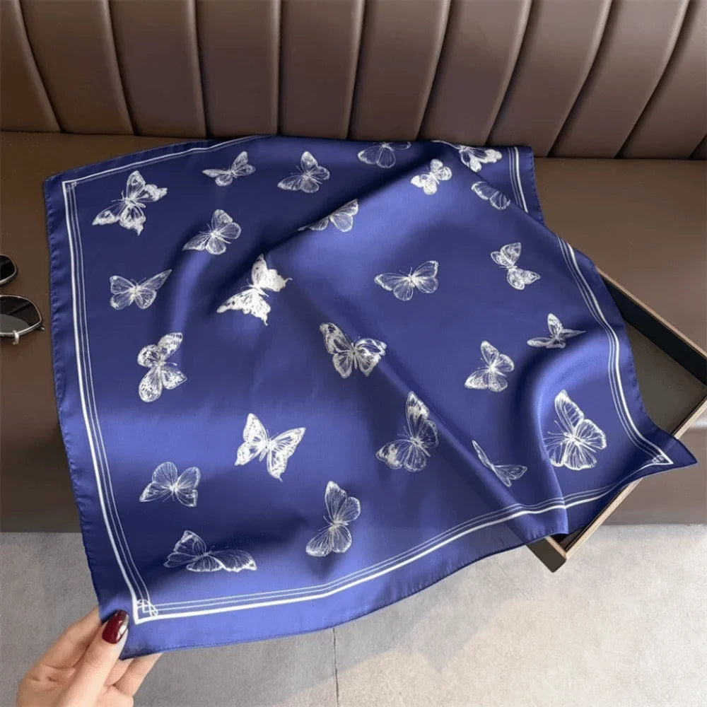 Women's Butterfly Print Square Silk Scarf & Bandana – 70cm