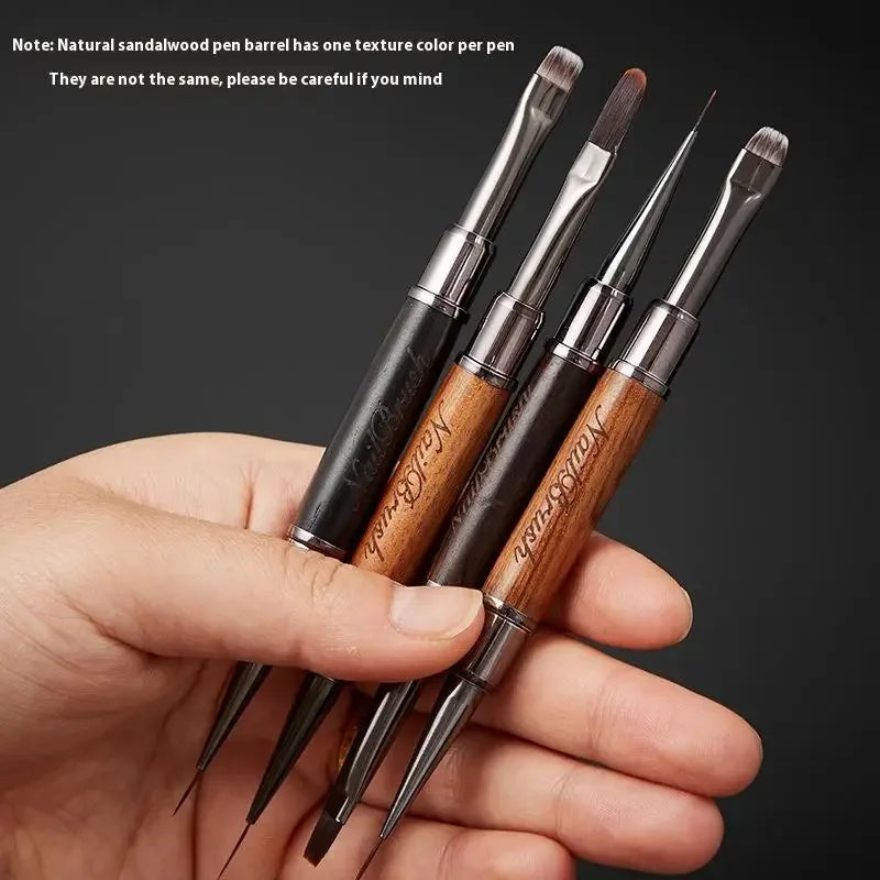 Sandalwood Line Nail Art Pen Double Headed Brush Nail Construction Pen High Quality Paintings Pen Nail Tools Peaceful Pleasures Health and Wellness