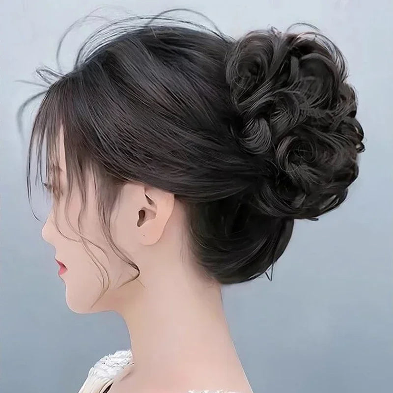 Messy Curly Synthetic Hair Bun Clip-In Hairpiece for Women