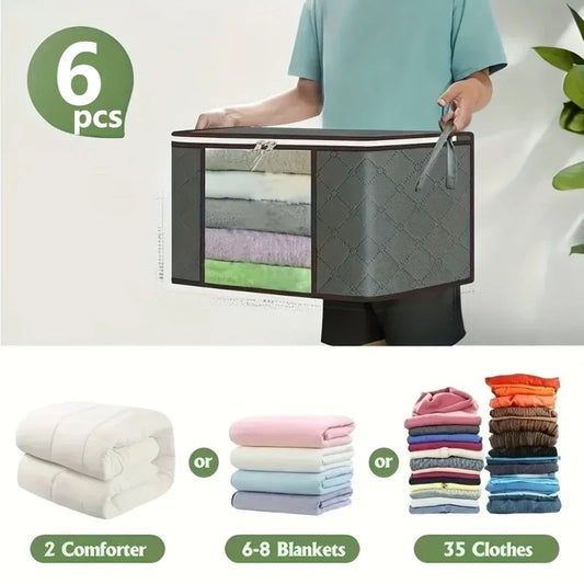 6-Pack Oversized Foldable Storage Bags | Zipper & Clear Window Foldable Storage Bags Oasis Select