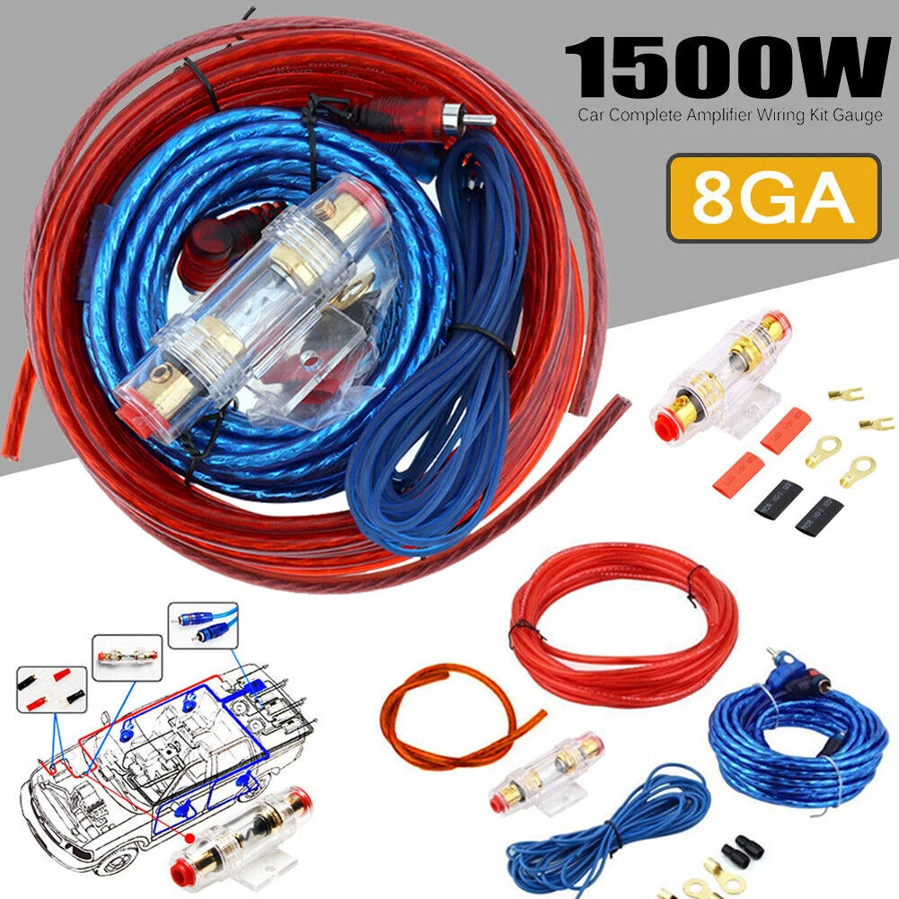 1500W Car Amplifier Wiring Kit 8GA with RCA & 60A Fuse Peaceful Pleasures Health and Wellness