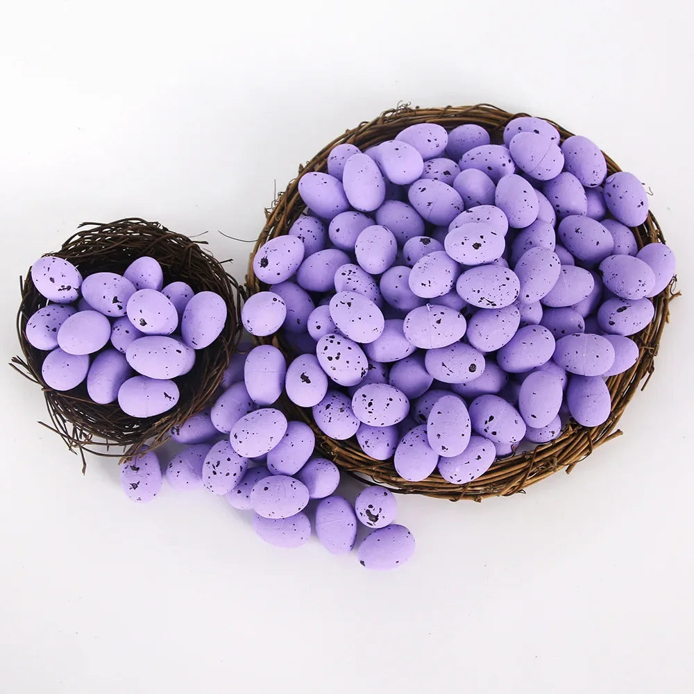 100Pcs Easter Eggs, You Can Make Your Own Mottled Foam Eggs and Egg Wreaths To Decorate The Easter Party 2025 Home Accessories Peaceful Pleasures Health and Wellness 1.8cm purple