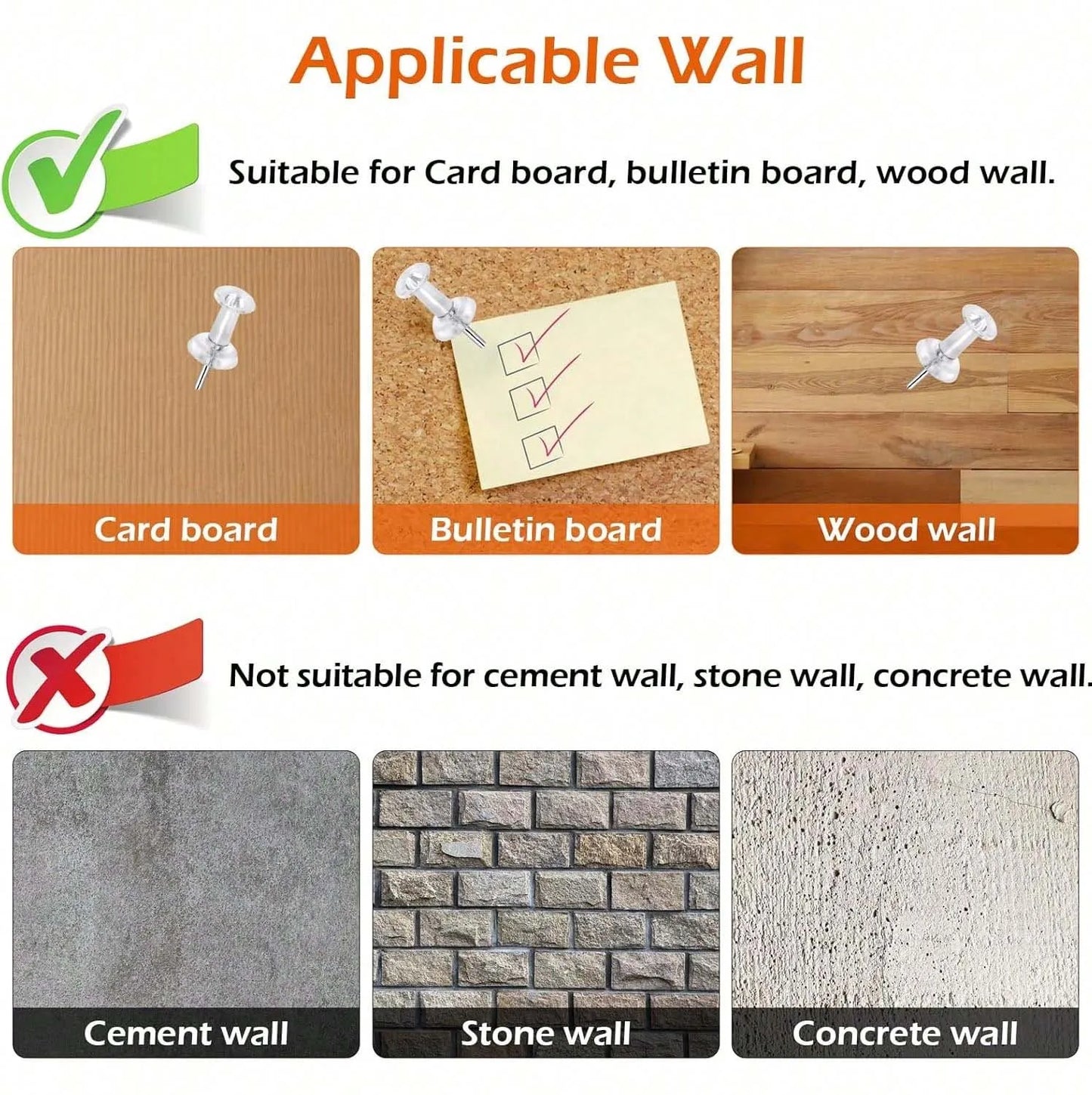 Clear Push Pins – Thumb Tacks for Bulletin Board & Cork Board