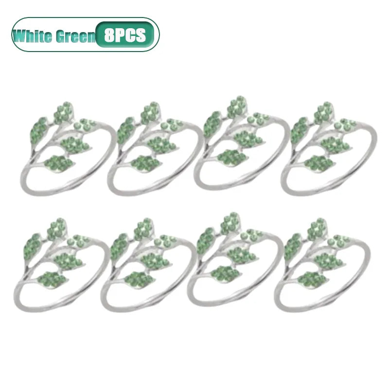 Metal Napkin Rings Green Leaf | Wedding & Party Table Decor