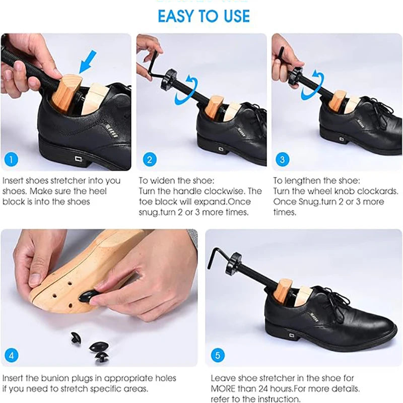 Wood Shoe Stretcher Adjustable for Men & Women – Expands Length & Width (1-2 Pcs)