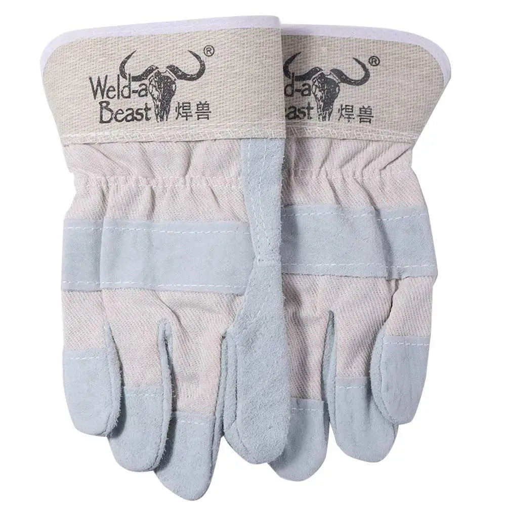 1 Pair Abrasion Resistant Leather Welding Gloves Labor Protection Thickened Cowhide Work Gloves Heat Resistant Comfortable Peaceful Pleasures Health and Wellness
