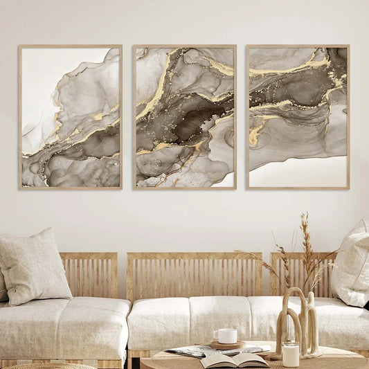 Triad Marble Beige Abstract Canvas Wall Art | Minimalist Décor Canvas Wall Art Peaceful Pleasures Health and Wellness 2 20x30cm Unframed