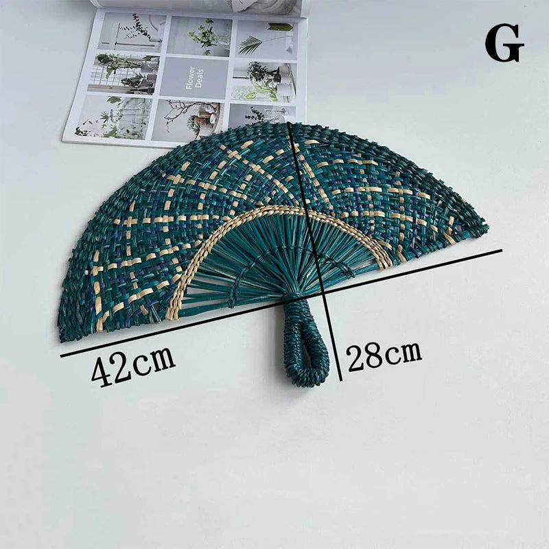 Handwoven Straw Fan – Semi-Circular Decorative Summer Fan