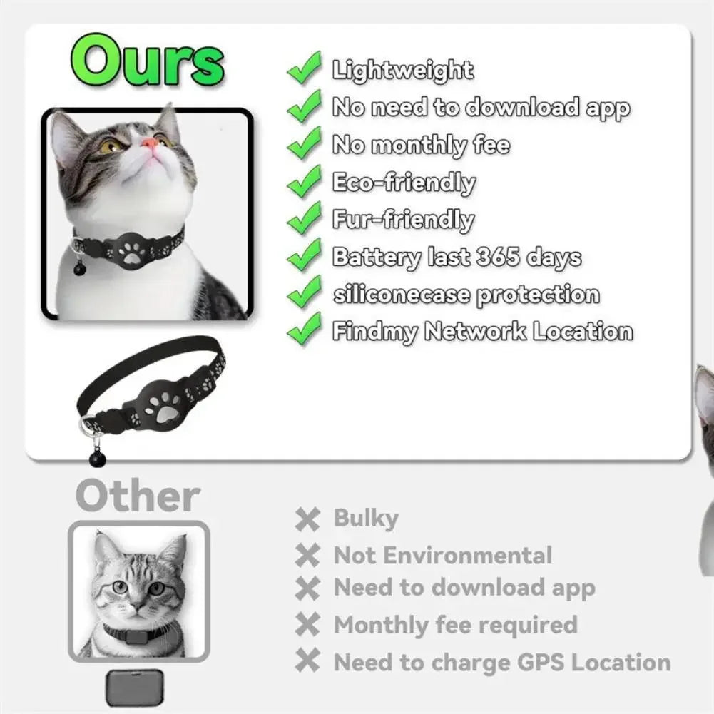 Cat Collar Compatible with Apple Airtag with Bell Adjustable Safety Buckle Reflective GPS Collar for Kittens Puppies Peaceful Pleasures Health and Wellness