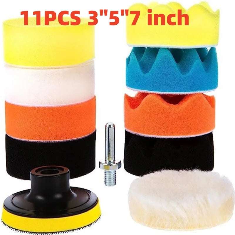 11-Piece Car Polishing Pads Set – 3/5/7 Inch Sponge & Wool Peaceful Pleasures Health and Wellness