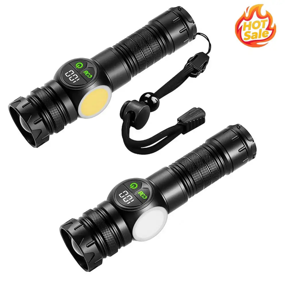 20W LED+COB Rechargeable Flashlight – Zoomable & Waterproof