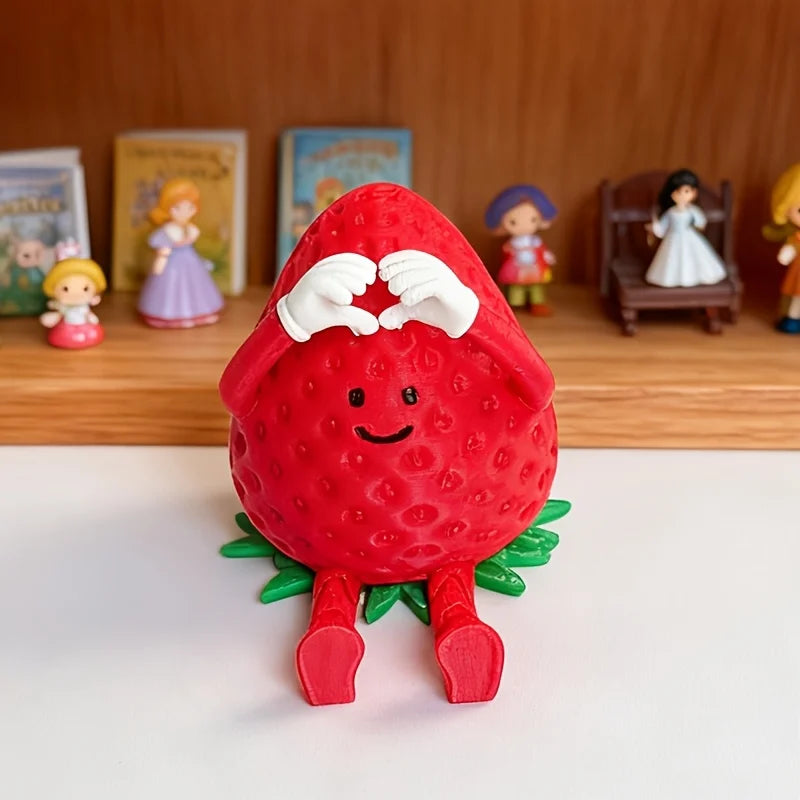 2-Piece Set with Random Styles, Includes Pen Refills, Strawberry-Shaped Ornaments with Movable Joints, Cute Little Figure Design, Suitable for Home and Office Desktop Decoration Peaceful Pleasures Health and Wellness