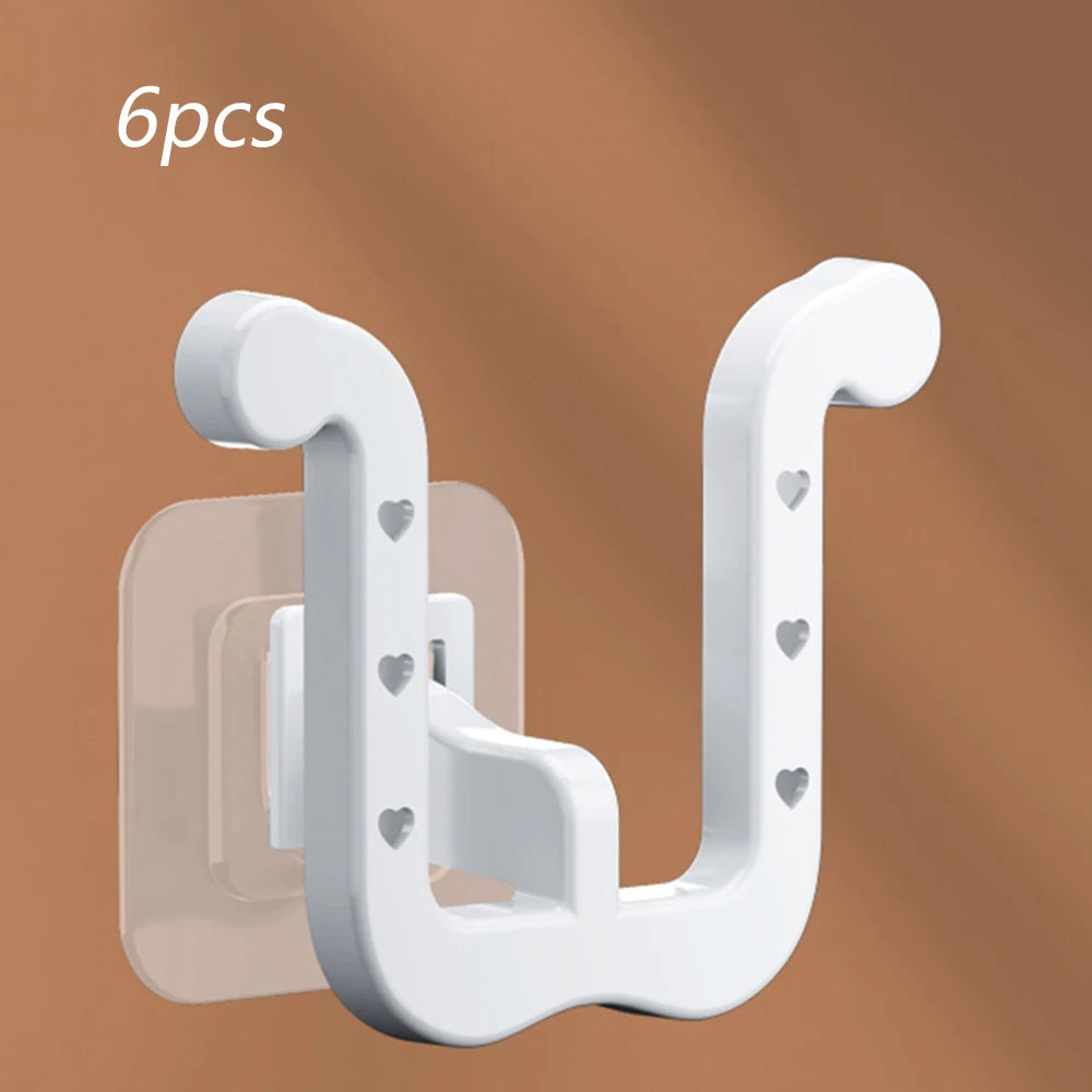 U-shaped Slipper Rack Wall Mounted Perforated Toilet Drainage Storage Rack Bathroom Wall Storage Sandal Rack Bathroom Peaceful Pleasures Health and Wellness 6pcs white