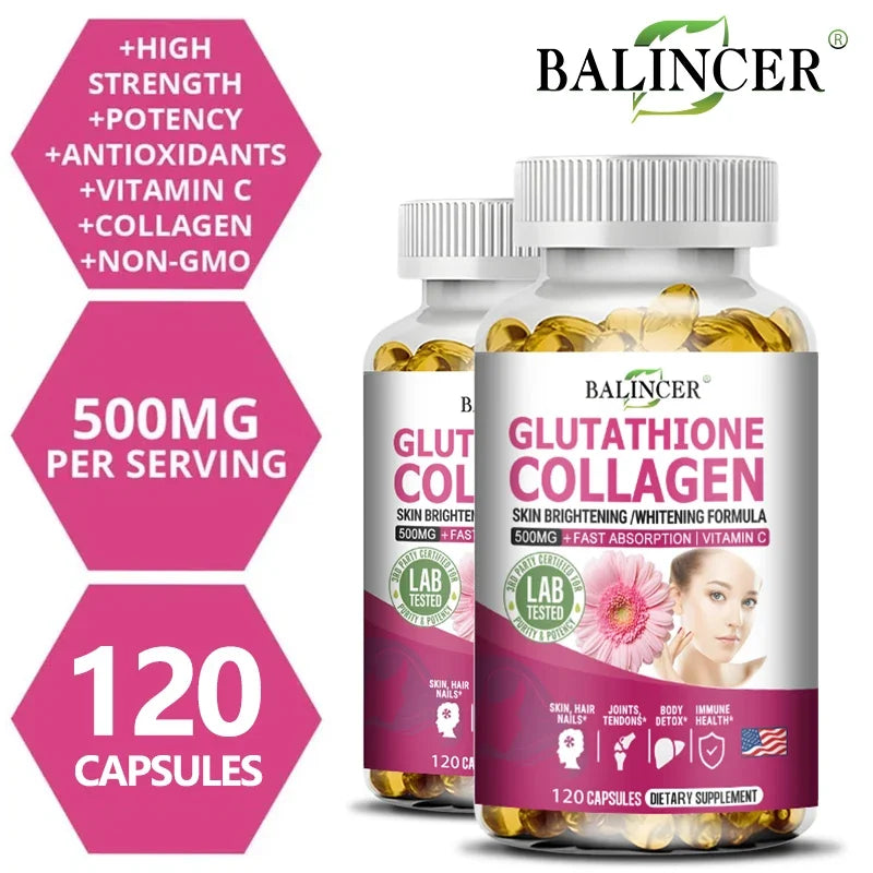 Glutathione Collagen Capsules,Brightening Skin and Anti-aging,Support Hair,Skin and Nail Health,Glutathione Supplement for Women Peaceful Pleasures Health and Wellness