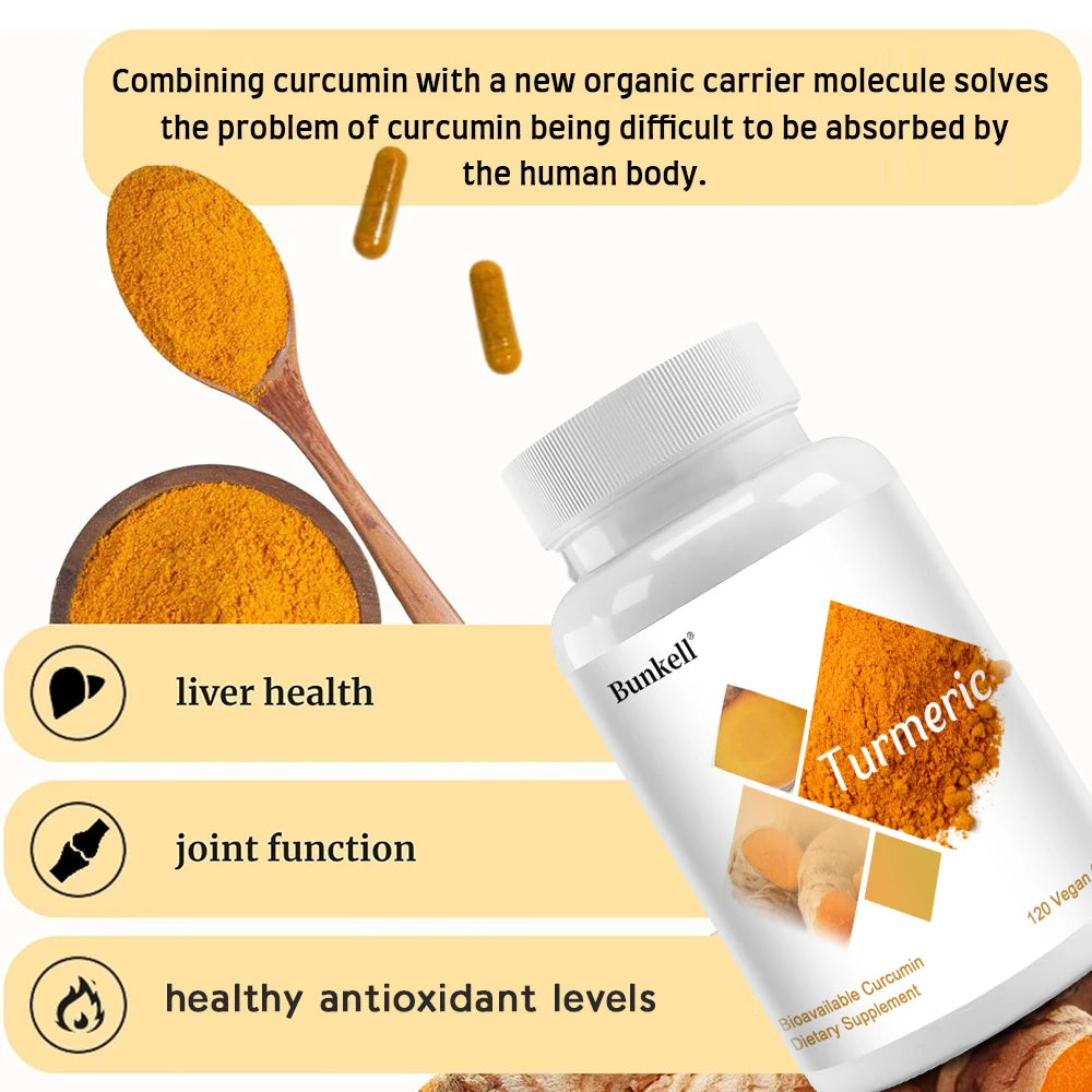 Turmeric Curcumin Capsules with 95% Curcuminoids - Natural Joint, Brain & Heart Health Support, Antioxidant, 120 Capsules Peaceful Pleasures Health and Wellness