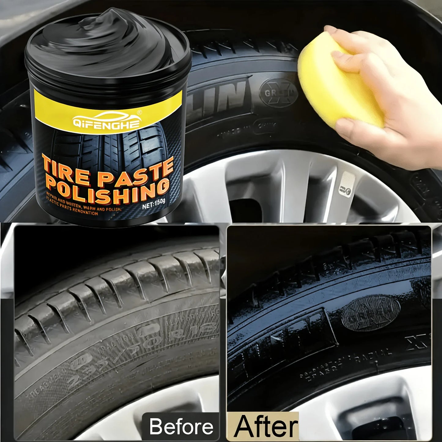 Black Gloss Tire Coating Paste – Tire Shine Wax & Brightener