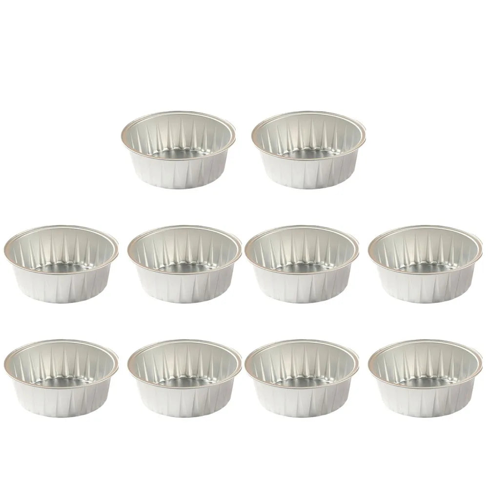 10pcs Gifts Reusable Aluminum Foil Tin Cup Cake Tool Small Baking Tinfoil Box Round Tray Tinfoil Cups Peaceful Pleasures Health and Wellness white