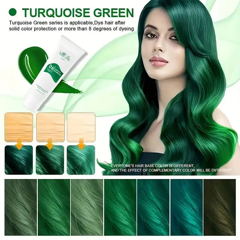 Unisex Hair Color Wax & Dye Shampoo – No Damage, Quick Coloring, Long-Lasting 100ml Peaceful Pleasures Health and Wellness Green