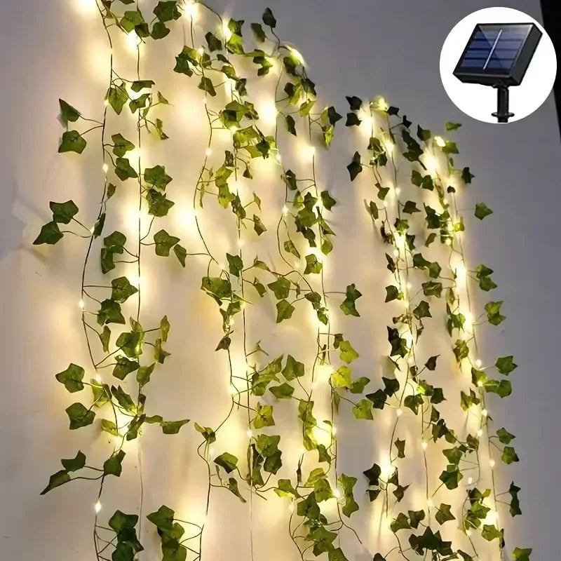 Solar LED Ivy Leaf String Lights | Outdoor Fairy Vine Decor