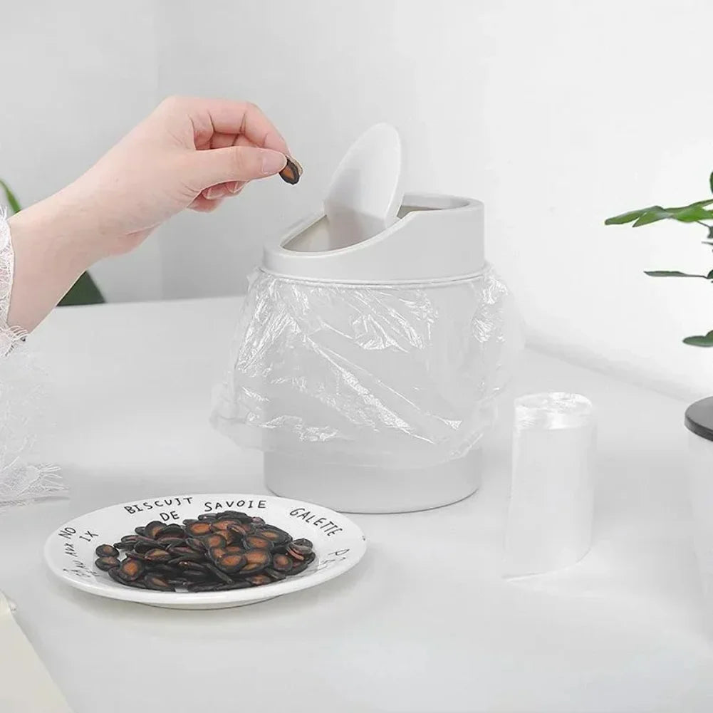 Mini Desktop Trash Can with Flip Lid – Small Desk Bin