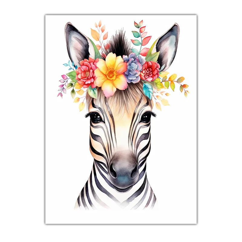 Nursery Bunny Sloth Floral Canvas Wall Art | Kids Room Decor Canvas Wall Art Print Peaceful Pleasures Health and Wellness 06 50x70cm NoFrame China Mainland