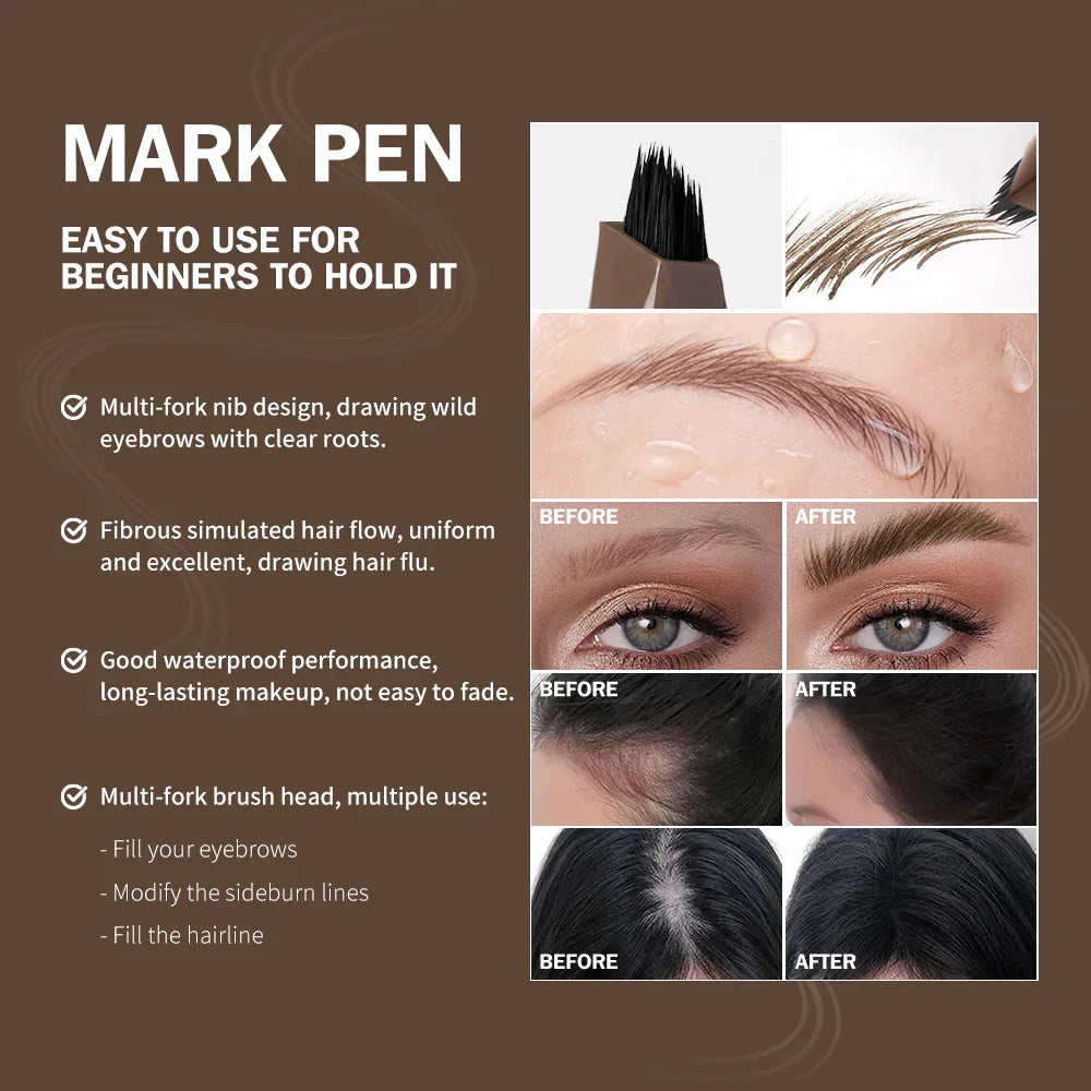 Multi-Fork Liquid Eyebrow Pen – Waterproof & Long-Lasting