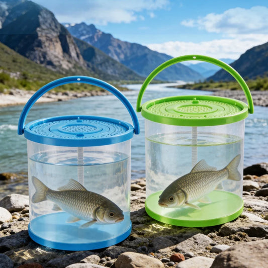 Foldable Small Aquarium, Plastic Portable Fish Tank with Cover, Transparent Fish Transport Container/Fishing Bucket Peaceful Pleasures Health and Wellness