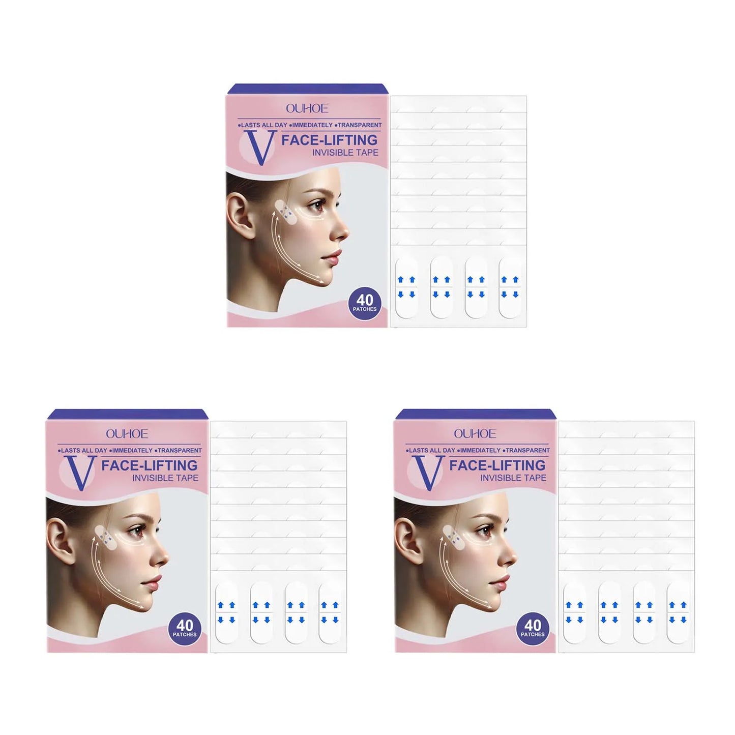 Invisible Face Lift Tape – V-Shape Chin & Neck Patches 40pc Peaceful Pleasures Health and Wellness 120Pcs