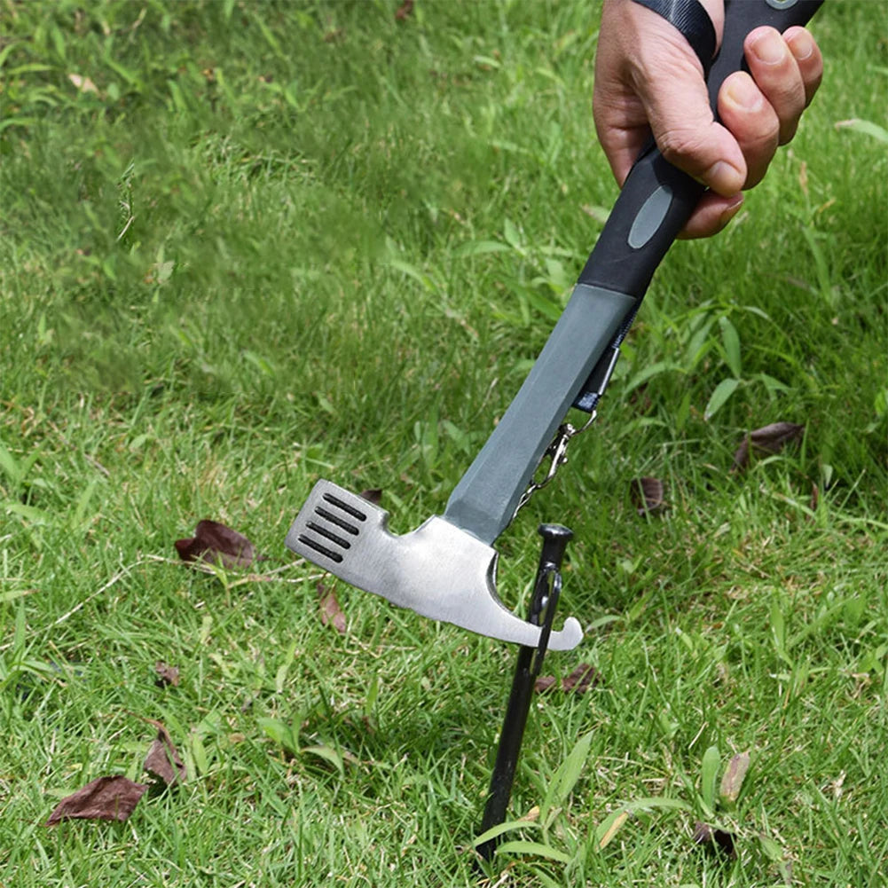 8-Piece Heavy Duty Forged Steel Tent Stakes with Hammer & Bag
