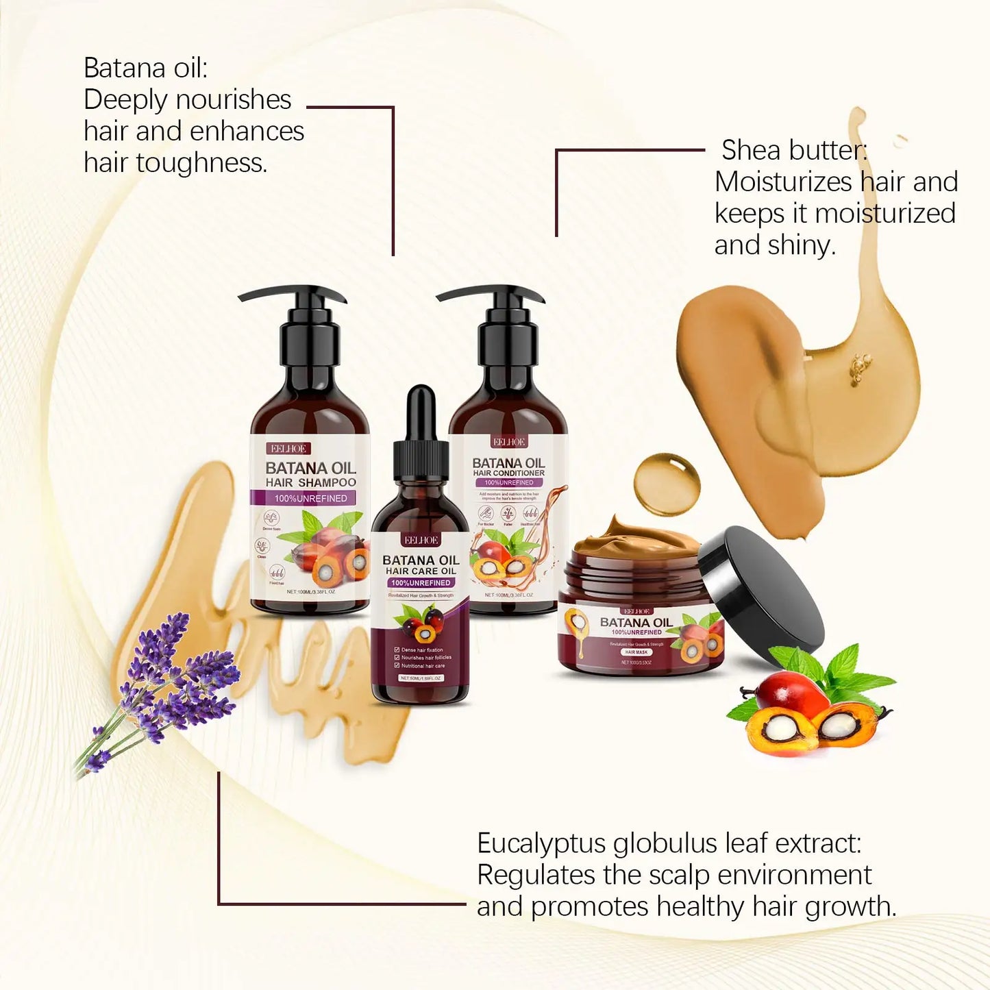 Batana Oil Hair Growth Kit – Shampoo, Conditioner, Mask & Oil