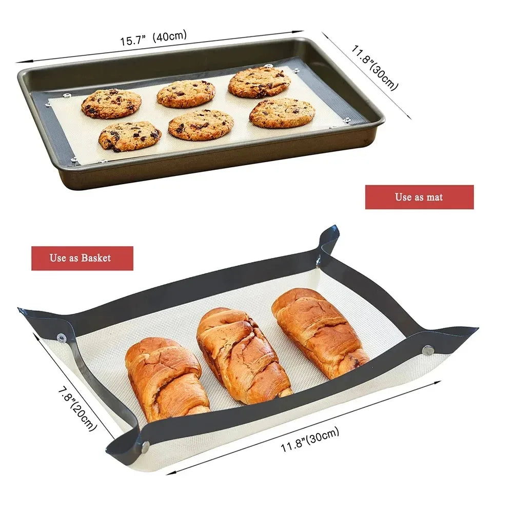 Silicone Baking Mat & Oven Liner – Non-Stick, Leakproof, Anti-Slip, Reusable for Cookies, Macarons & Pizza
