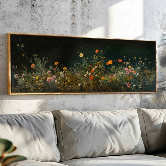 Wildflowers at Night Canvas Wall Art | Moody Dark Floral Print Canvas Wall Art Peaceful Pleasures Health and Wellness ZLH4195 60x180cm No Frame