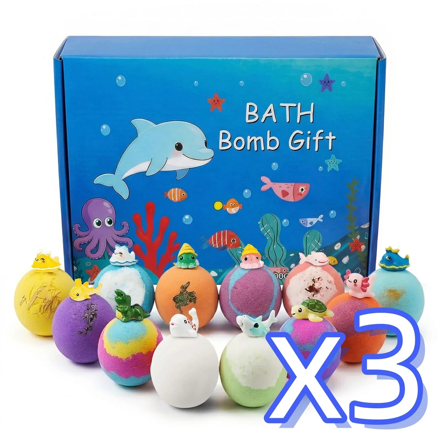 Kids Bath Bombs Set With Surprise Toys Handmade Colorful Bubble Bath Balls Relaxing Funny Perfect Birthday Spa Gift For Children Peaceful Pleasures Health and Wellness 1set boxed x 3