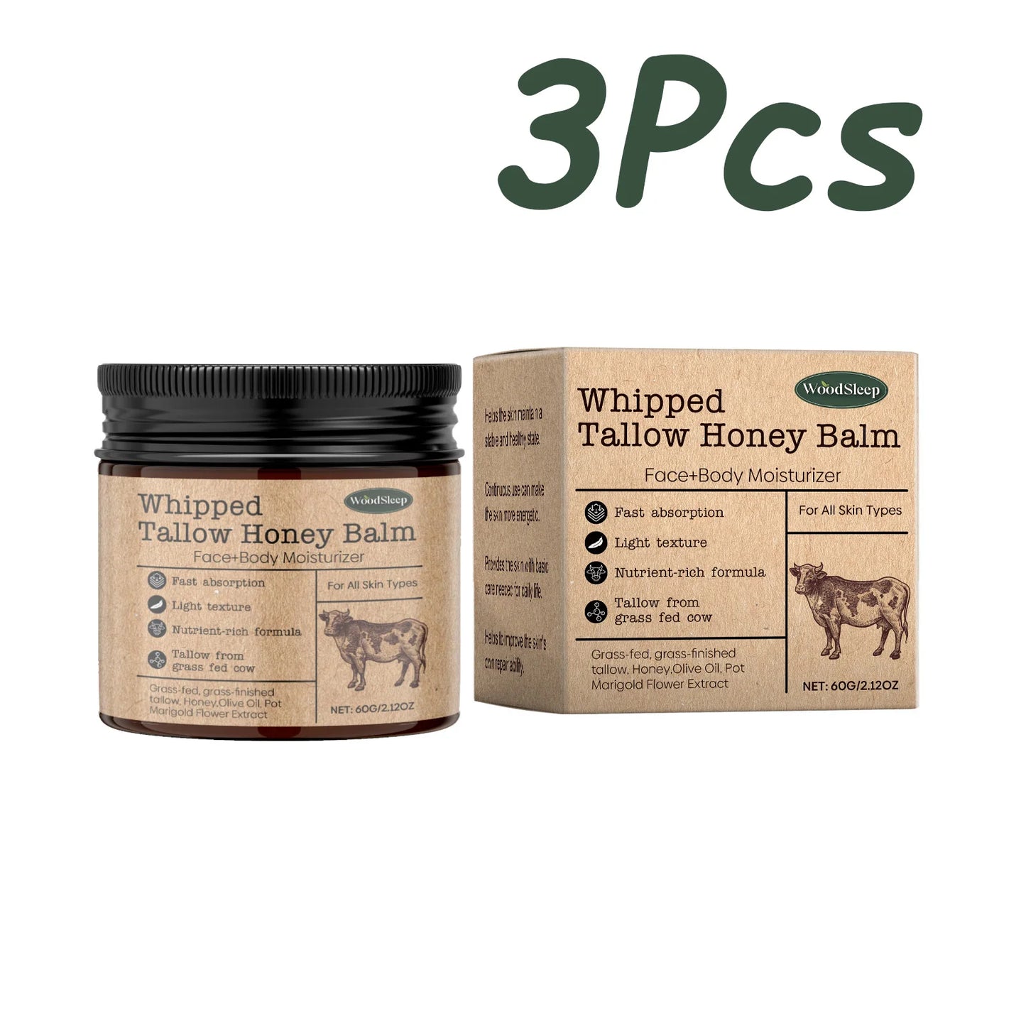 Whipped Beef Tallow & Honey Balm – Face & Body Moisturizer