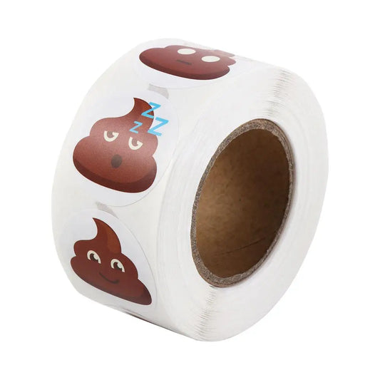 500pcs Poop Emoji Self-Adhesive Stickers – 1" Funny Roll Novelty Sticker Roll Oasis Select One Size 500pcs